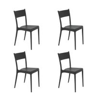 Kit 04 Cadeira Diana Eco em Polipropileno Preto Tramontina