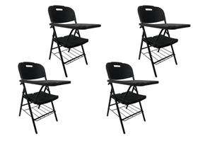 Kit 04 Cadeira Escolar Universitária Dobrável Prancheta