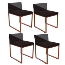 Kit 04 Cadeira Office Lee Duo Sala de Jantar Industrial Ferro Bronze material sintético Marrom e Cinza - Ahz Móveis