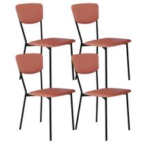 Kit 04 Cadeira Para Sala de Jantar Village Preto C01 material sintético Terra Rosê - Lyam Decor Kit 04 Cadeira Para Sala de Jantar Village Preto C01 material sintético Terra Rosê - Lyam Decor