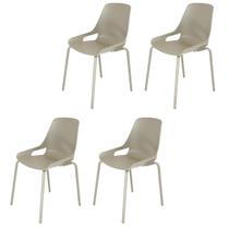 Kit 04 Cadeiras Aproximação Interlocutor Fixa Beau Com 4 pés de Aço Tubular Cappuccino Rhodes