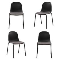 Kit 04 Cadeiras Bilbao Polipropileno Preto Base Em Aço - 76318 Kit 04 Cadeiras Bilbao Polipropileno Preto Base Em Aço - 76318