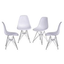 Kit 04 Cadeiras Boxbit Dkr Eames Polipropileno Branca Base Cromada Kit 04 Cadeiras Boxbit Dkr Eames Polipropileno Branca Base Cromada