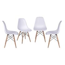 Kit 04 Cadeiras Boxbit Dkr Eames Polipropileno Branca Base Madeira Kit 04 Cadeiras Boxbit Dkr Eames Polipropileno Branca Base Madeira