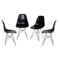 Kit 04 Cadeiras Boxbit Dkr Eames Polipropileno Preto Base Cromada Kit 04 Cadeiras Boxbit Dkr Eames Polipropileno Preto Base Cromada