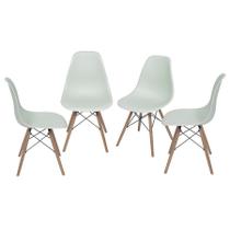 Kit 04 Cadeiras Boxbit Dkr Eames Polipropileno Verde Claro Base Madeira Kit 04 Cadeiras Boxbit Dkr Eames Polipropileno Verde Claro Base Madeira