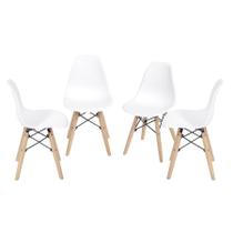 Kit 04 Cadeiras Boxbit Infantil Dkr Eames Polipropileno Branca Base Madeira Kit 04 Cadeiras Boxbit Infantil Dkr Eames Polipropileno Branca Base Madeira