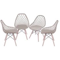 Kit 04 Cadeiras Boxbit Kaila Polipropileno Fendi Base Madeira Kit 04 Cadeiras Boxbit Kaila Polipropileno Fendi Base Madeira