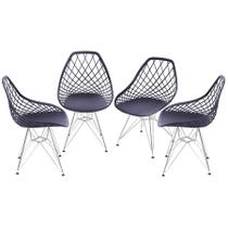 Kit 04 Cadeiras Boxbit Kaila Polipropileno Preta Base Cromada Kit 04 Cadeiras Boxbit Kaila Polipropileno Preta Base Cromada