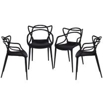 Kit 04 Cadeiras Boxbit Solna Polipropileno Preta Preta
