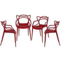 Kit 04 Cadeiras Boxbit Solna Polipropileno Vermelha