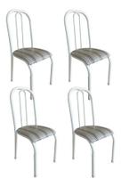 Kit 04 Cadeiras BX Em Aço P/ Mesa De Cozinha Cor Branca ASSENTOS LISTRADOS reforçadas Top de vendas