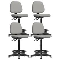 Kit 04 Cadeiras Caixa Alta Giratória Estofada Work F02 Crepe Cinza - Lyam Decor Kit 04 Cadeiras Caixa Alta Giratória Estofada Work F02 Crepe Cinza - Lyam Decor