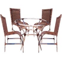Kit 04 cadeiras camboriú + mesa - alumínio fibra sintética cozinha área gourmet sala jantar varanda - REALIZE DECOR