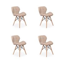 Kit 04 Cadeiras Charles Eames Eiffel Slim Wood Estofada - Nude - Império Brazil Business