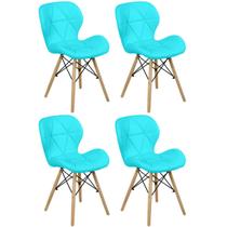 Kit 04 Cadeiras Charles Eames Eiffel Slim Wood Estofada - Tiffany