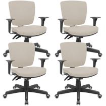 Kit 04 Cadeiras de Escritório Executiva Office Giratória Preto Baixa Flexi P03 Vinil Bege -Lyam Kit 04 Cadeiras de Escritório Executiva Office Giratória Preto Baixa Flexi P03 Vinil Bege -Lyam