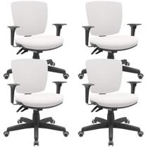 Kit 04 Cadeiras de Escritório Executiva Office Giratória Preto Baixa Flexi P03 Vinil Branco -Lyam Kit 04 Cadeiras de Escritório Executiva Office Giratória Preto Baixa Flexi P03 Vinil Branco -Lyam