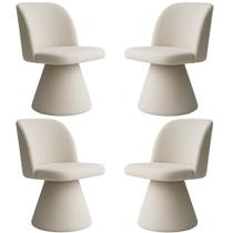 Kit 04 Cadeiras de Jantar Base Fixa Liz Bouclé Off White - Nexta Casa