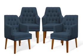 Kit 04 Cadeiras De Jantar Bela Com Braço Suede Azul Marinho - Meu Lar Decorações de Ambientes