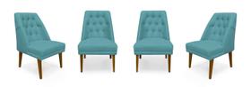 Kit 04 Cadeiras De Jantar Bela Suede Azul Turquesa - Meu Lar Decorações de Ambientes