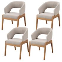 Kit 04 Cadeiras de Jantar e Estar Living Estofada Lince L02 Bouclê Bege - Lyam Decor Kit 04 Cadeiras de Jantar e Estar Living Estofada Lince L02 Bouclê Bege - Lyam Decor