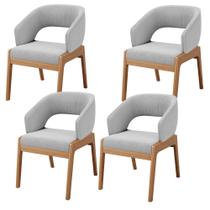 Kit 04 Cadeiras de Jantar e Estar Living Estofada Lince L02 Bouclê Cinza - Lyam Decor Kit 04 Cadeiras de Jantar e Estar Living Estofada Lince L02 Bouclê Cinza - Lyam Decor