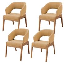 Kit 04 Cadeiras de Jantar e Estar Living Estofada Lince L02 Bouclê Mostarda - Lyam Decor Kit 04 Cadeiras de Jantar e Estar Living Estofada Lince L02 Bouclê Mostarda - Lyam Decor