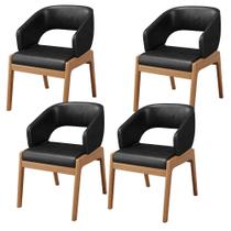 Kit 04 Cadeiras de Jantar e Estar Living Estofada Lince L02 Tecido Sintético Preto - Lyam Decor Kit 04 Cadeiras de Jantar e Estar Living Estofada Lince L02 Tecido Sintético Preto - Lyam Decor