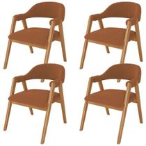 Kit 04 Cadeiras De Jantar E Estar Living Estofada Nadja L02 Bouclê Terracota - Lyam Decor Kit 04 Cadeiras De Jantar E Estar Living Estofada Nadja L02 Bouclê Terracota - Lyam Decor