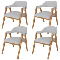 Kit 04 Cadeiras de Jantar e Estar Living Estofada Nadja L02 Linho Cinza - Lyam Decor Kit 04 Cadeiras de Jantar e Estar Living Estofada Nadja L02 Linho Cinza - Lyam Decor