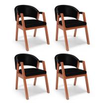 Kit 04 Cadeiras de Jantar e Living Anisha Estofada material sintético Preto - Desk Design