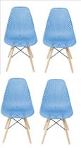 Kit 04 Cadeiras De Jantar Eames Colmeia Azul