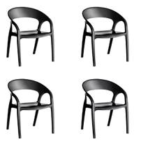Kit 04 Cadeiras De Jantar Glass Plus Kappesberg Uz4004 Preta