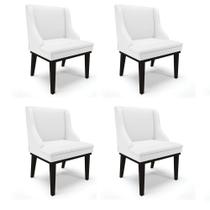 Kit 04 Cadeiras De Jantar material sintético Branco Base Madeira