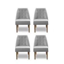 Kit 04 Cadeiras de Jantar Reforçada Luna para Sala Cozinha Suede Cinza - Porto Estofados