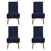Kit 04 Cadeiras De Jantar Sevilha Pés Palito Suede Azul Marinho - D'Classe Decor