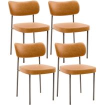 Kit 04 Cadeiras Decorativa Estofada Para Sala de Jantar Melina Base Arena L02 material sintético Whisky - Lyam Decor