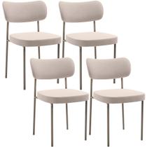 Kit 04 Cadeiras Decorativa Estofada Para Sala de Jantar Melina Base Arena L02 Suede Bege - Lyam Decor Kit 04 Cadeiras Decorativa Estofada Para Sala de Jantar Melina Base Arena L02 Suede Bege - Lyam Decor