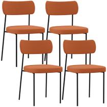 Kit 04 Cadeiras Decorativa Para Sala De Jantar Melina L02 Tecido Terracota - Lyam Decor