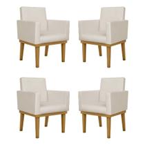 Kit 04 Cadeiras Decorativa Reforçada material sintético bege