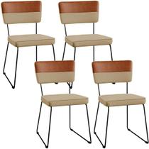 Kit 04 Cadeiras Decorativas Allana L02 Faixa Material Sintético Camel Linho Bege Escuro - Lyam Decor Kit 04 Cadeiras Decorativas Allana L02 Faixa Material Sintético Camel Linho Bege Escuro - Lyam Decor
