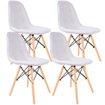 Kit 04 Cadeiras Decorativas Eiffel Charles Eames DSW Botonê E01 Branco - Lyam Decor