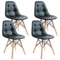 Kit 04 Cadeiras Decorativas Eiffel Charles Eames DSW Botonê E01 Preto - Lyam Decor