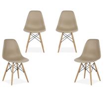 Kit 04 Cadeiras Decorativas Eiffel Charles Eames F03 Nude com Pés de Madeira - Lyam Decor