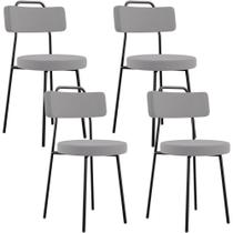 Kit 04 Cadeiras Decorativas Estofada Para Sala De Jantar Barcelona L02 Suede Cinza - Lyam Decor Kit 04 Cadeiras Decorativas Estofada Para Sala De Jantar Barcelona L02 Suede Cinza - Lyam Decor