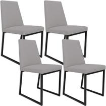 Kit 04 Cadeiras Decorativas Estofada Para Sala de Jantar Dafne L02 Corano Cinza -LyamDecor