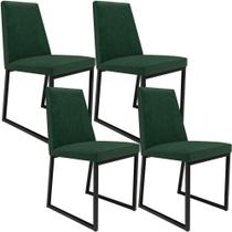 Kit 04 Cadeiras Decorativas Estofada Para Sala de Jantar Dafne L02 Facto Verde Musgo -LyamDecor