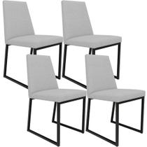 Kit 04 Cadeiras Decorativas Estofada Para Sala de Jantar Dafne L02 Linho Cinza -LyamDecor