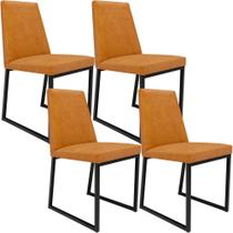 Kit 04 Cadeiras Decorativas Estofada Para Sala de Jantar Dafne L02 material sintético Whisky -LyamDecor